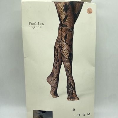 Women's Mixed Net Floral Tights - Black - A New Day